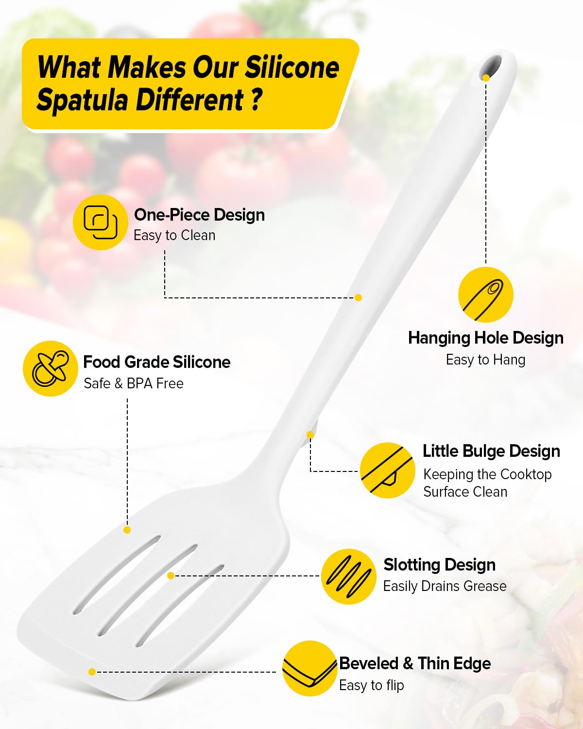 Bundlepro silicone spatula with heat-resistant head for non-stick cooking.
