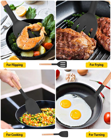 Spatula with round hanging hole for easy drying and storage.