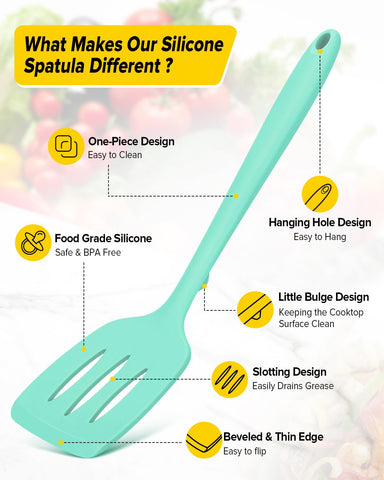 BundlePro silicone spatula solid green preserves coating and precise turning