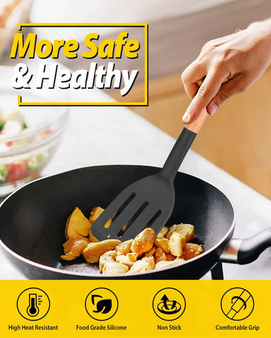 Wooden handle detail from Bundlepro spatula highlighting anti-scald grip.