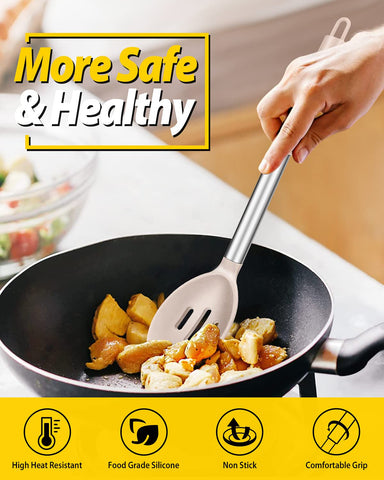 BUNDLEPRO silicone spoon with slotted draining function for quick separation.