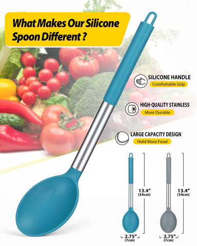 Close-up of Bundlepro silicone spoon head showing soft, nonstick-safe silicone.