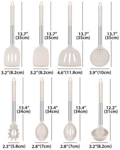 BundlePro khaki silicone turner keeps flipping fragile foods without scratching.