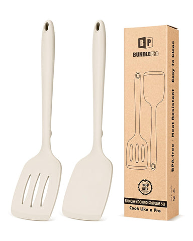 BundlePro solid silicone spatula for non stick cooking and gentle flipping