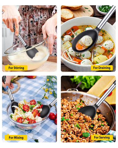 BundlePro spoon stirring a pot demonstrates heat-resistant performance during cooking.