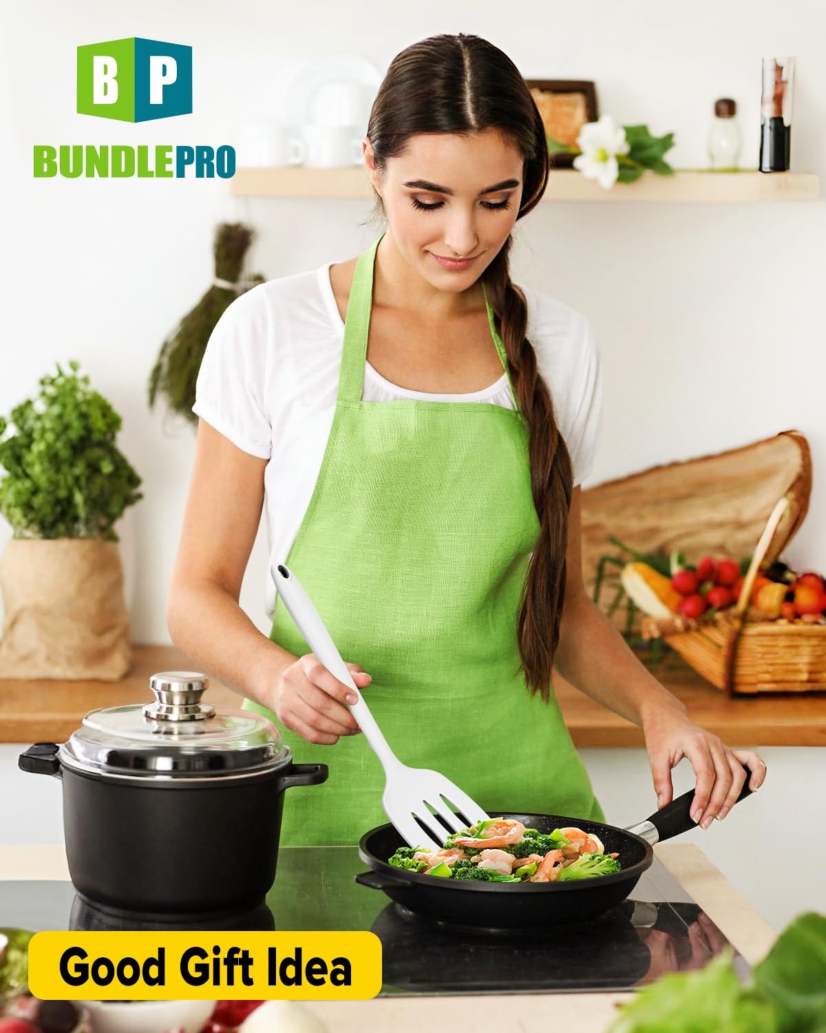 Bundlepro sturdy spatulas ideal for turning eggs, pancakes, and fish.
