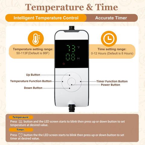 Bunmery dough proofer heating pad with NTC sensor monitors real temperature.