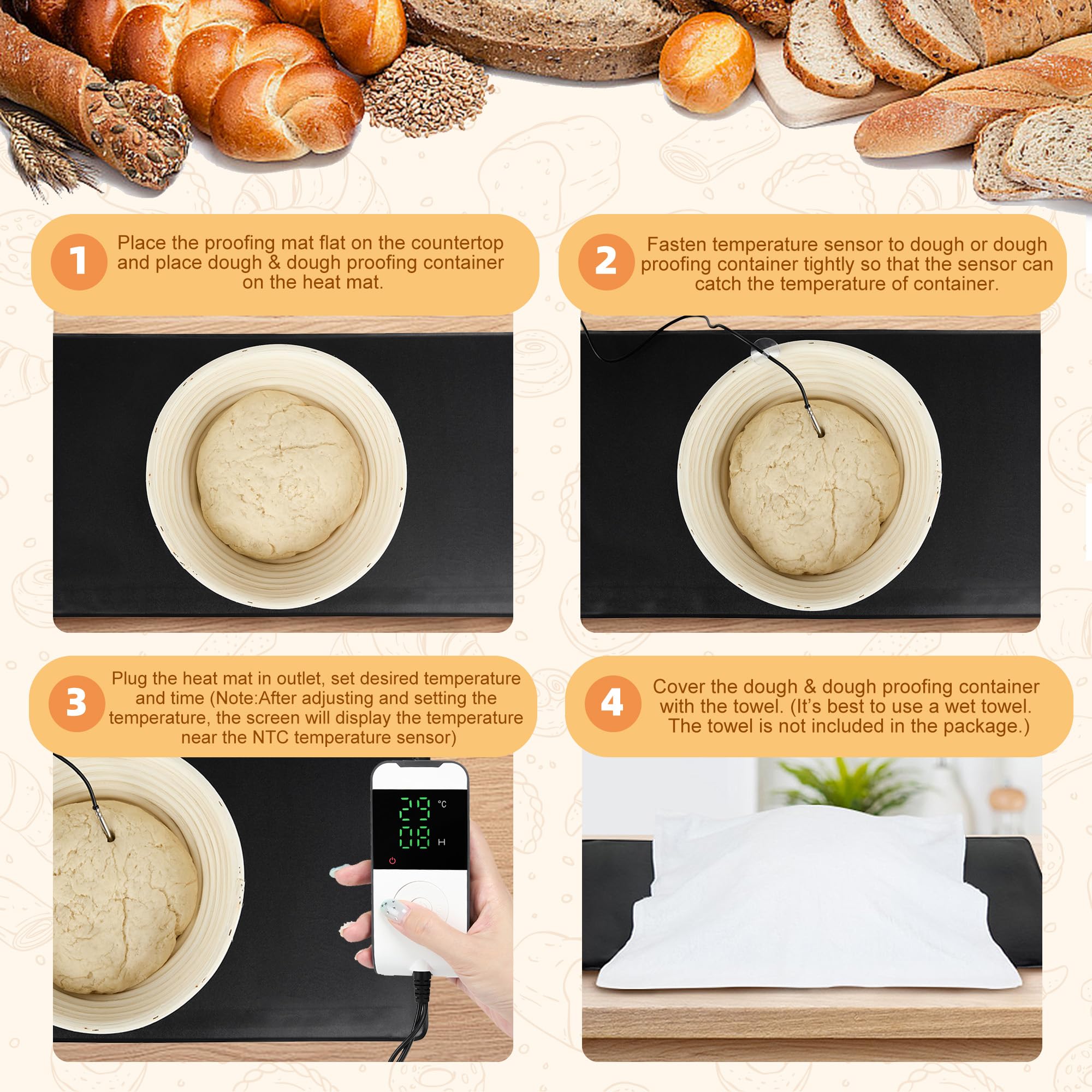 Bunmery multi-use proofing mat supports fermentation of tea, yogurt, kraut, and more.