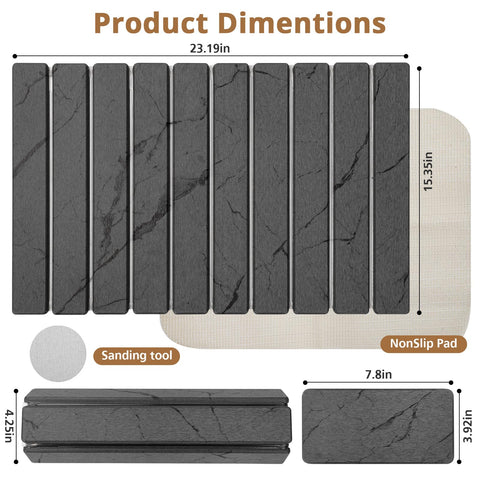 Bunmery small stone drying mat folded for compact storage.