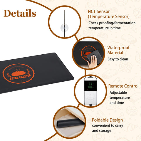 Bunmery sourdough warming mat with thermostat enables precise temperature control.
