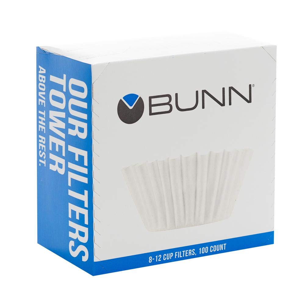 BUNN coffee filters for 8-12 cup brewers promote clean pours and precise brewing.
