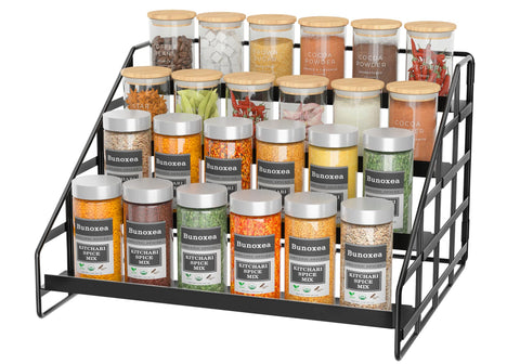 Bunoxea Spice Rack with 4-tier depth-adjustable shelves offering versatile spice storage