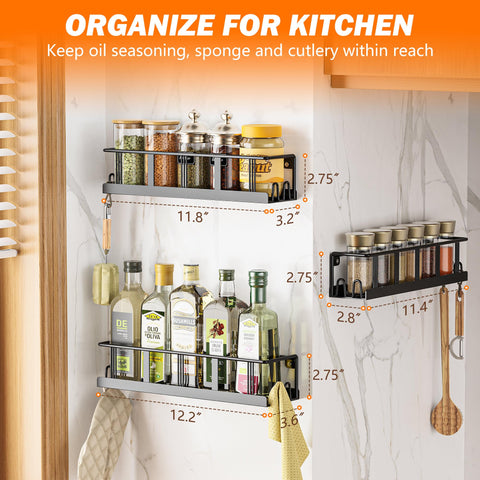 Bunoxea spice rack black finish complements modern kitchens while keeping spices organized.