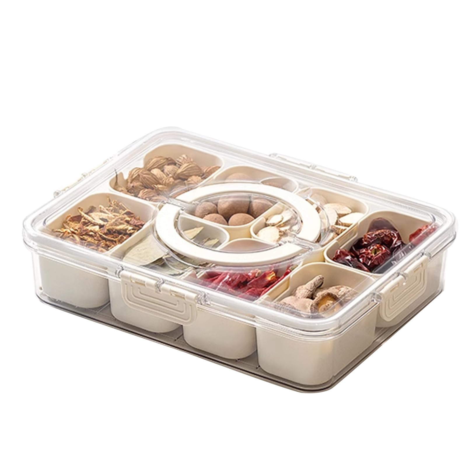 BUNTEY Snackle Box Tray with lid-handle shown for easy transport and organization.