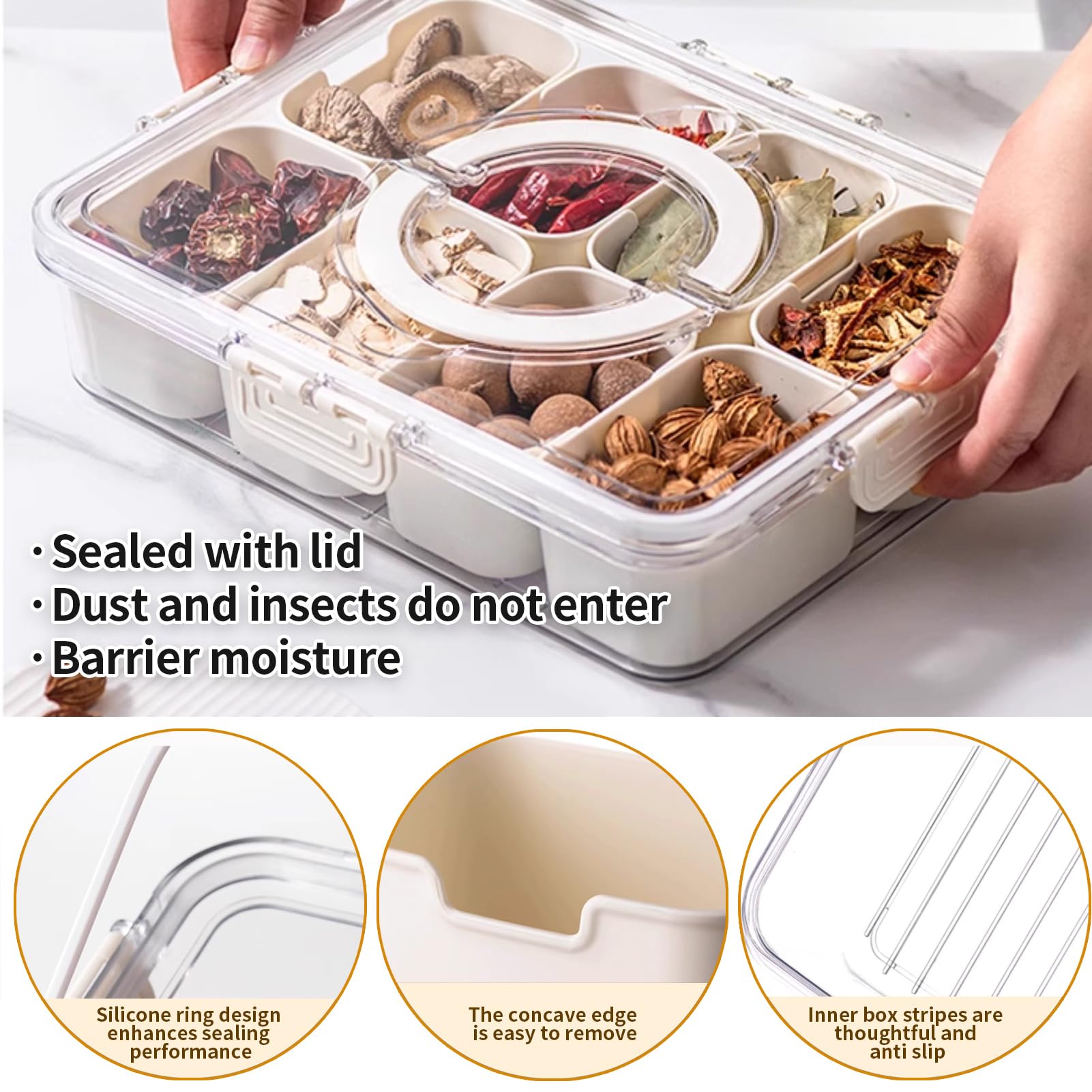 BUNTEY Snackle Box multi-use-snacks designed for nuts, toppings, and appetizers.