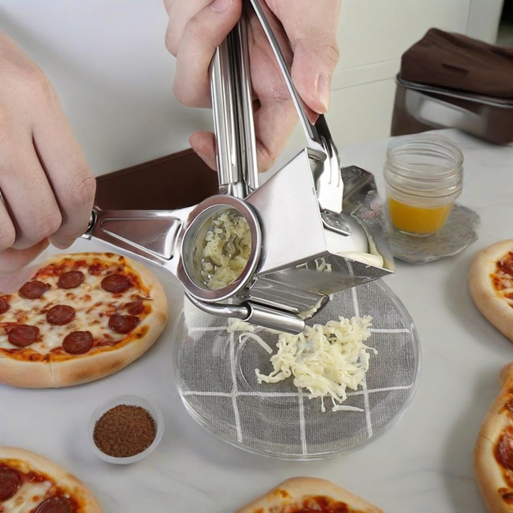 Buoikik shreds Parmesan finely for pasta toppings.