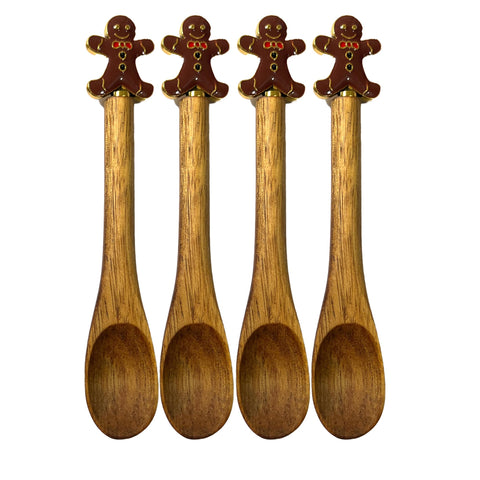 Buracoli 4pc gingerbread christmas spoons set for festive serving and stirring.