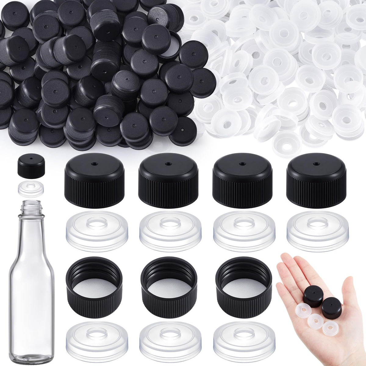 Burbell bulk cap set for 5 oz and 10 oz bottles ensuring quick replacements and consistent service.