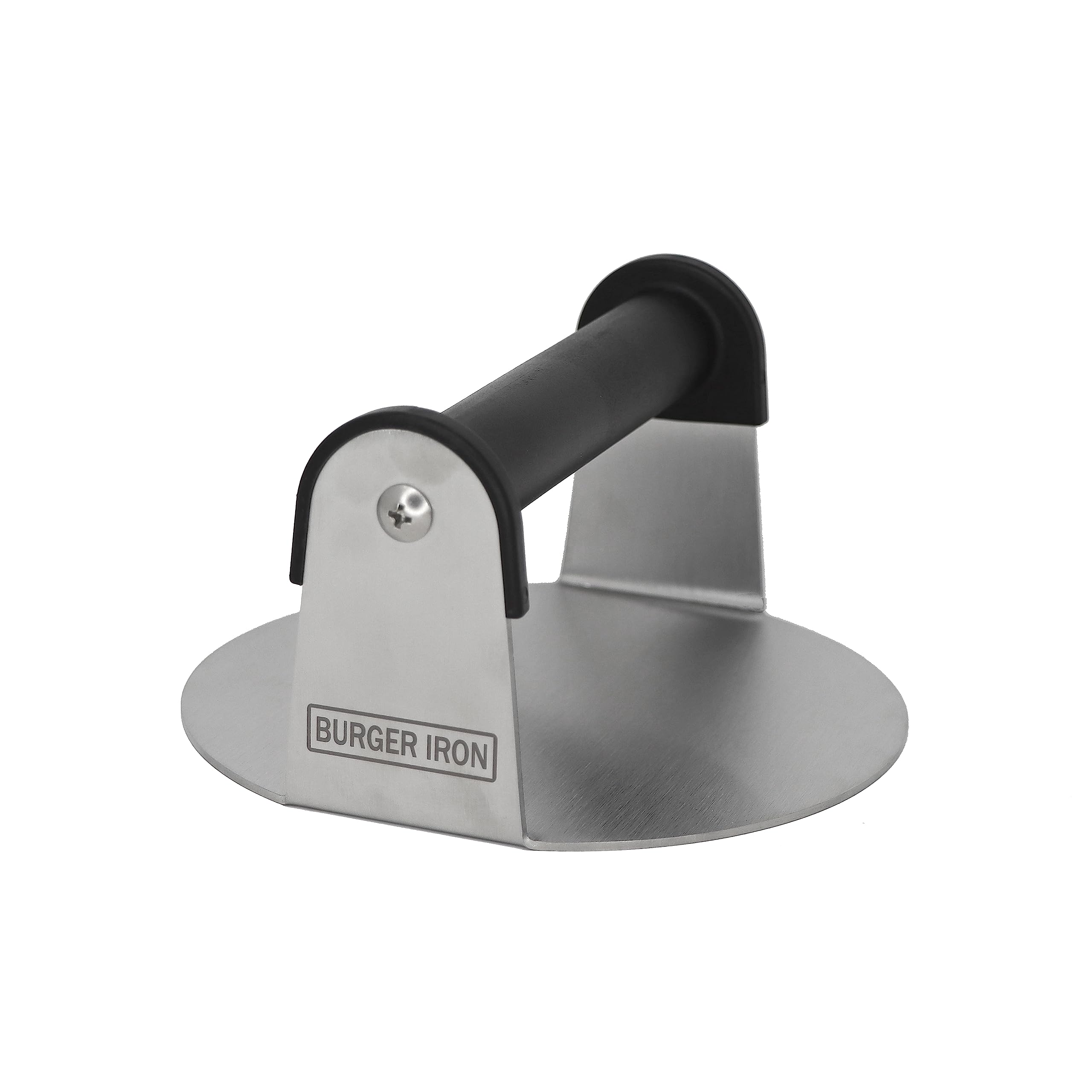 Burger Iron 6-inch round press for thin, even patties and crispy edges.