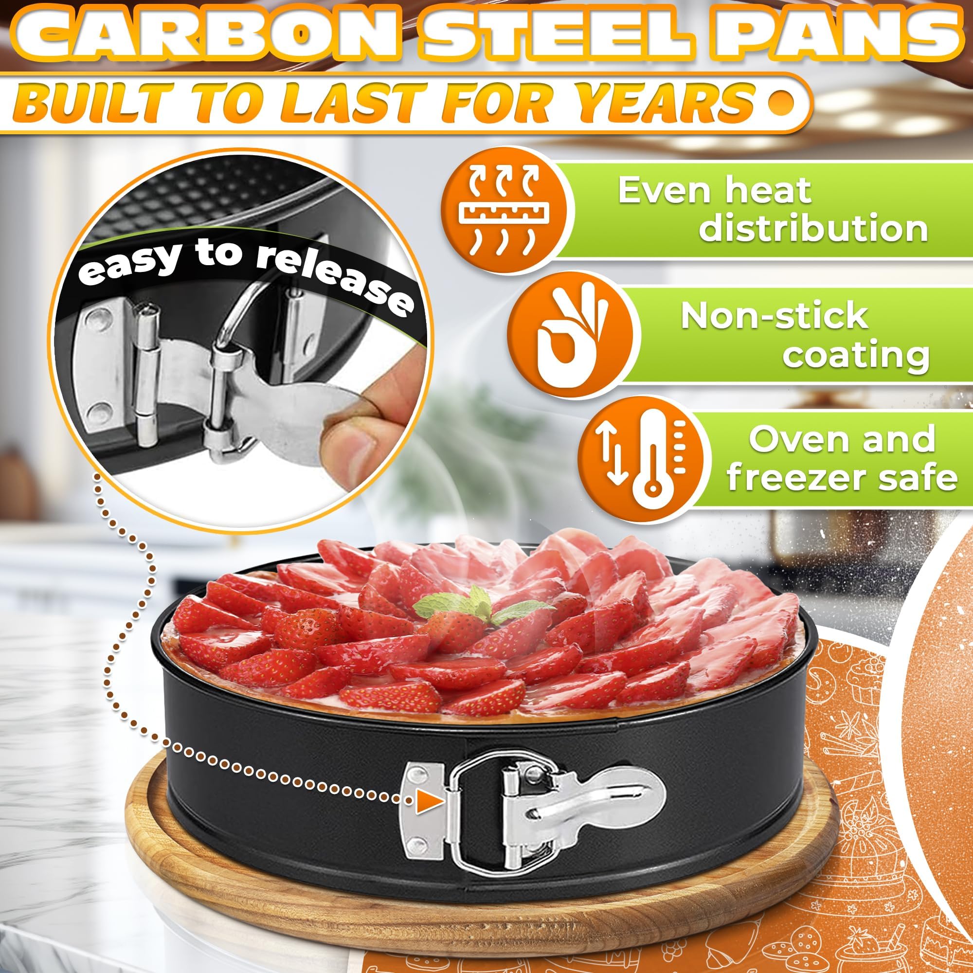 BURIUS 9-inch pan ideal for large cheesecakes and party desserts