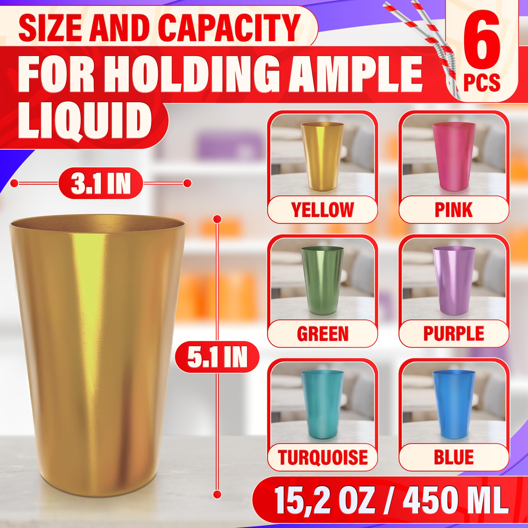Burious cups in a holiday table setup showcasing color-coded six-pack