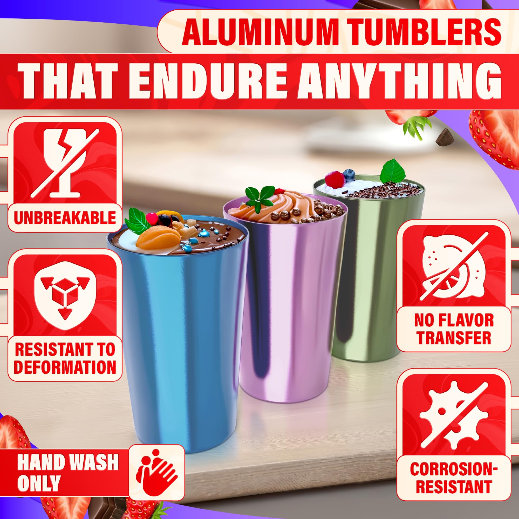 Burious retro aluminum cups stacked neatly to save cabinet space
