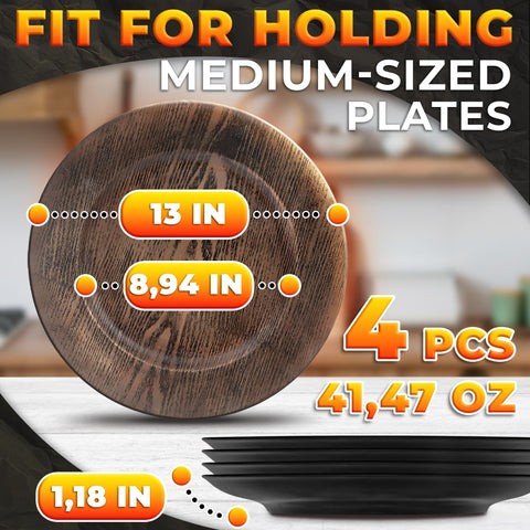 BURIUS charger side view, 13-inch size ideal for main courses on rustic tables