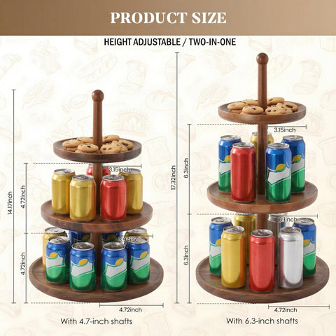 BURMAN acacia wood shafts provide sturdy support for tiered displays.