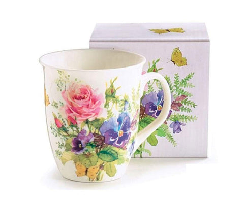 Burton Abundant Blooms porcelain mug with floral bouquet, ideal for enjoying hot beverages at home