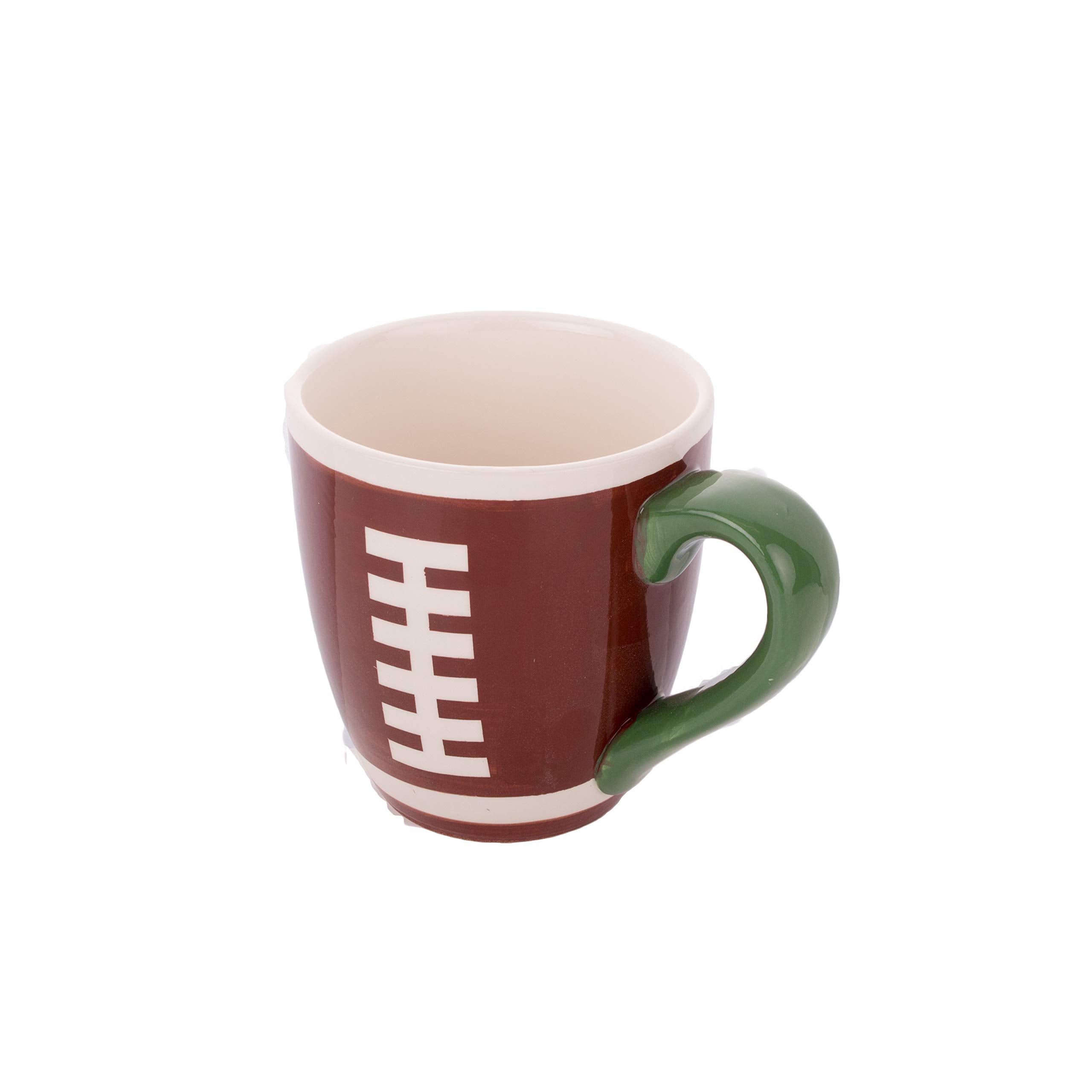 Burton+BURTON football-design mug close-up, great for desk coffee breaks.