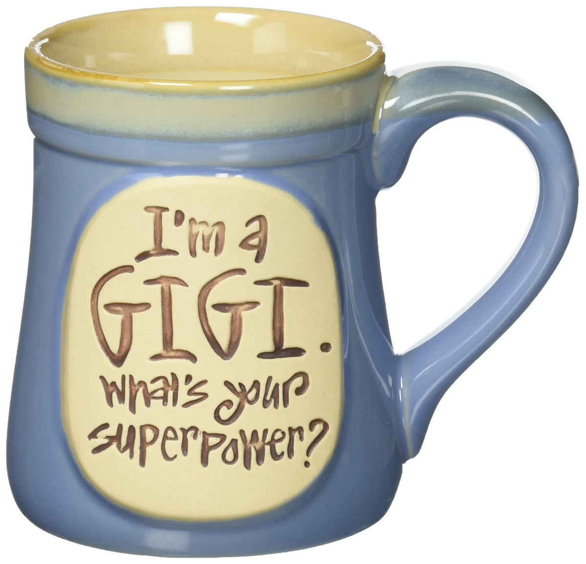 burton-burton Im A Gigi superpower mug for daily coffee or tea, dishwasher safe.