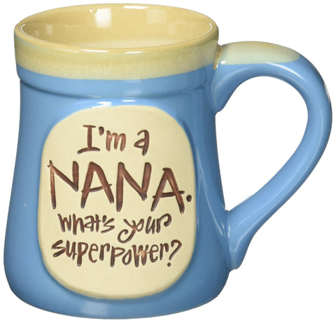 Burton and Burton Nana mug, light blue porcelain with taupe rim, ideal for daily coffee rituals