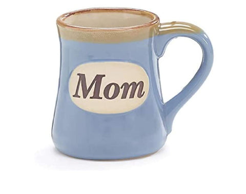 Burton+BURTON Mom Porcelain Blue Mug with hands-holding design for cozy mornings.