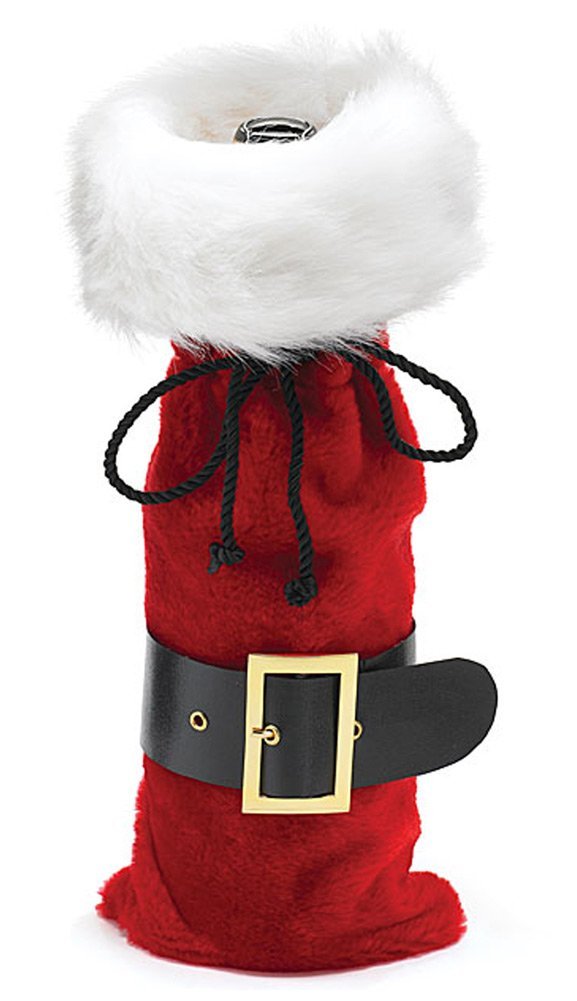 Burton and Burton Santa Belt wine bottle cover adds festive flair to standard wine bottles.