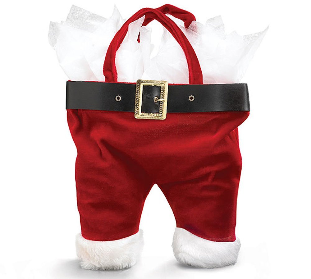 Burton & Burton Santa Pants Wine Bottle Tote Red One Size