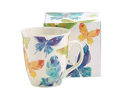 Burton+BURTON Watercolor Butterflies porcelain mug for daily coffee or tea