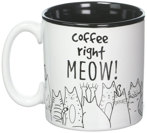 Burton+BURTON Cat Lovers Mug black interior with feline drawings for hot beverages