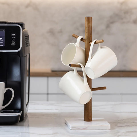 Buruis mug rack with silicone-padded anti-slip base secures mugs.