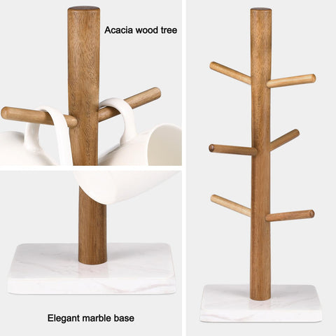 Buruis elegant mug tree design displays mugs neatly on the counter.