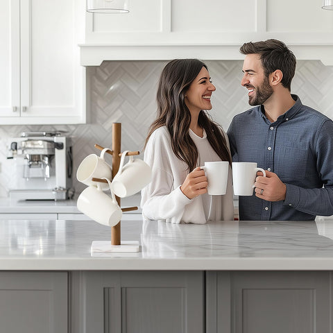 Buruis six-mug capacity for a compact, clutter-free countertop.