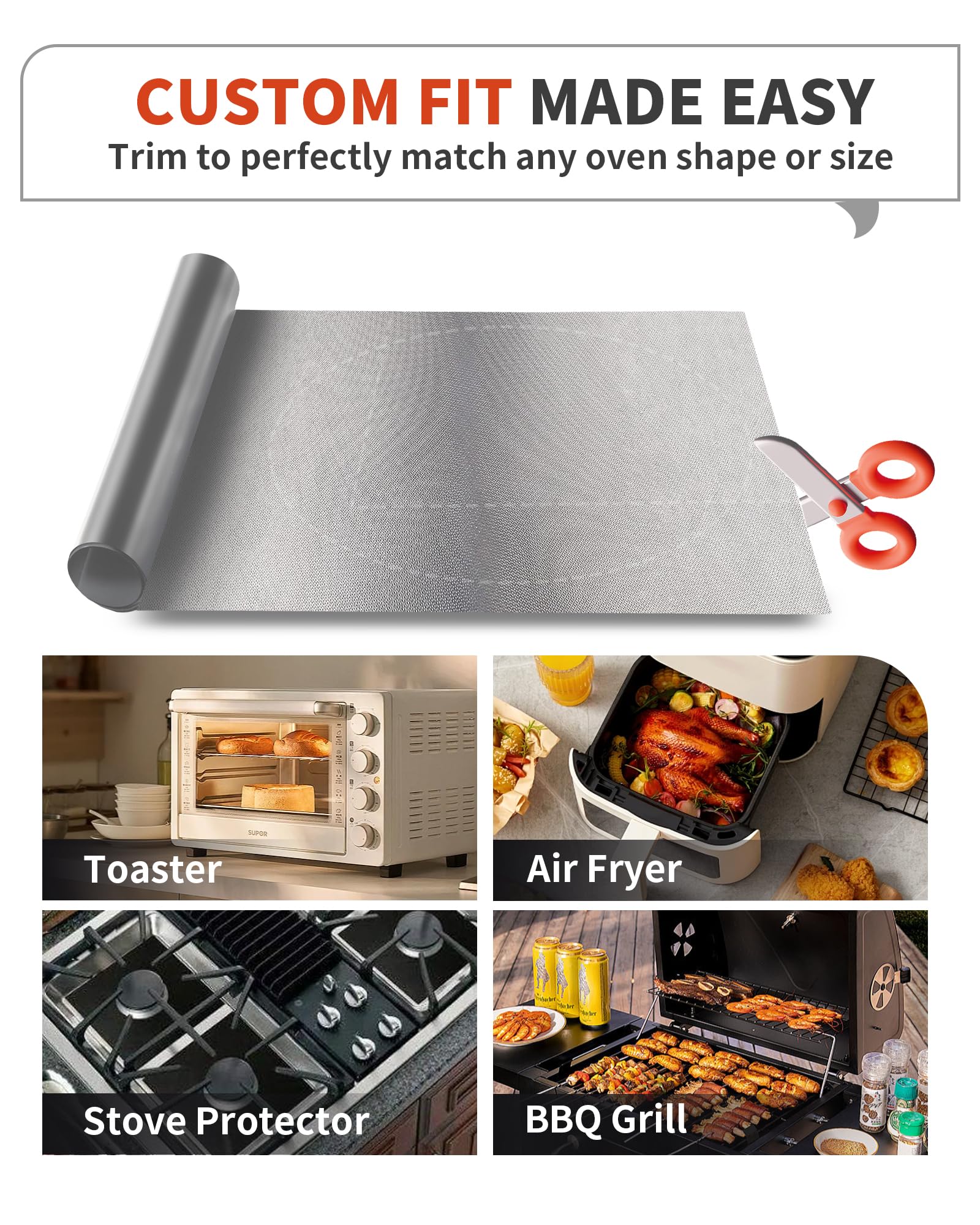 Buself oven liner is BPA and PFOA free for chemical-free cooking.