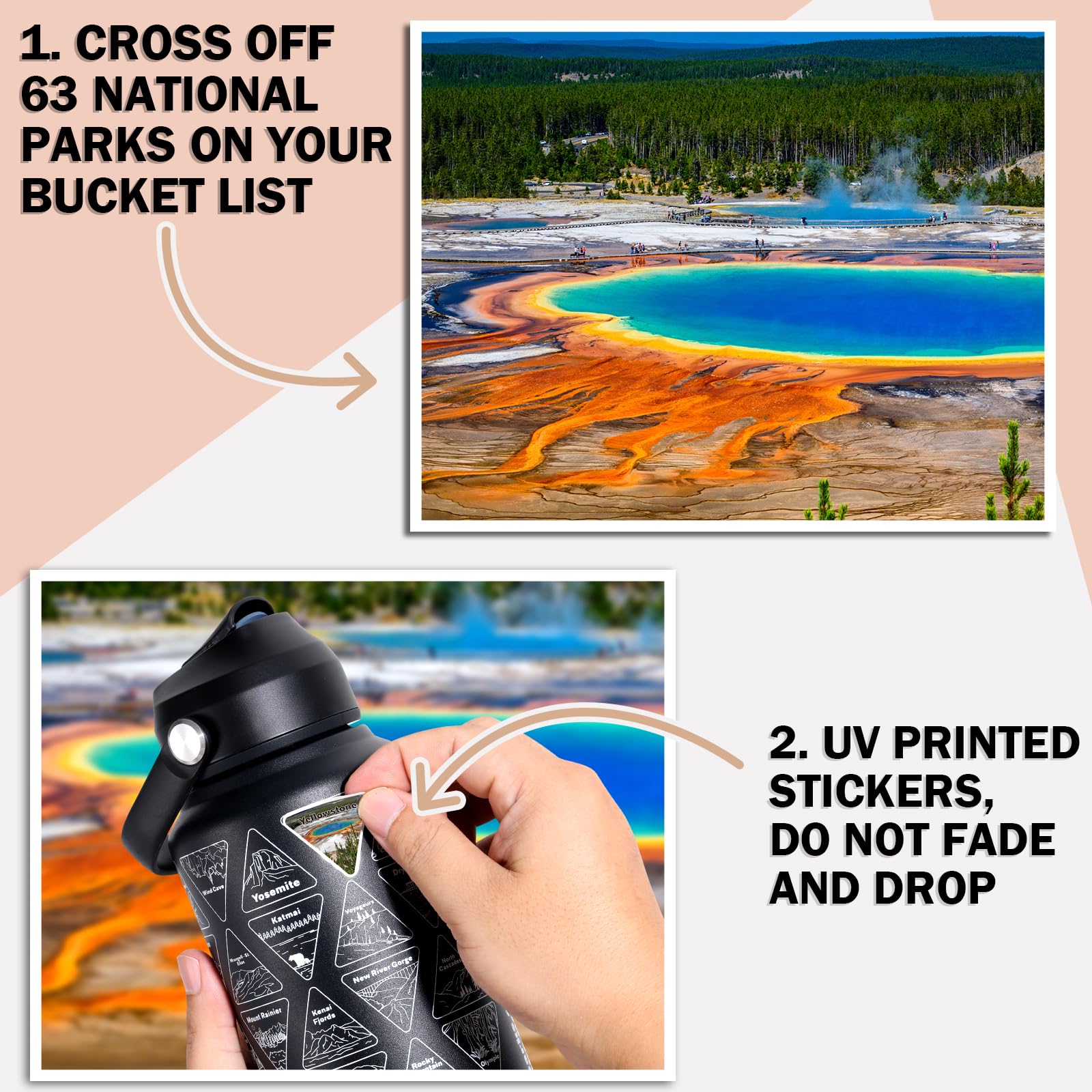 BUSHAD sticker pack with 63 park designs for a personalized bucket list