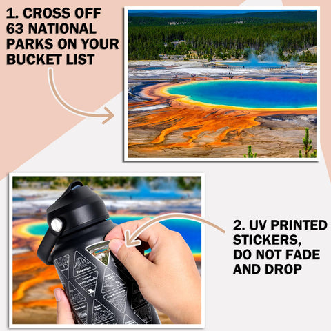 BUSHAD sticker pack with 63 park designs for a personalized bucket list