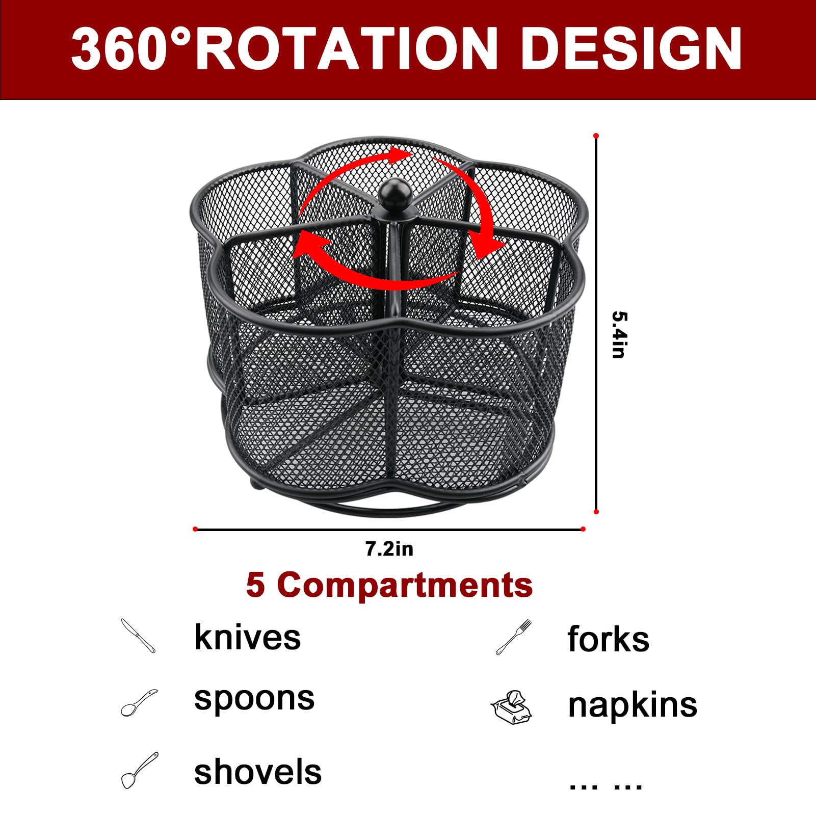Business King five-compartment holder highlights easy access to spoons, forks, and knives.