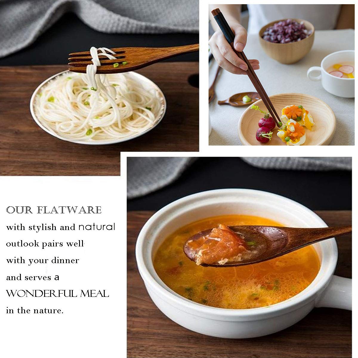 Busnos wooden spoons, forks, and knife for daily dining