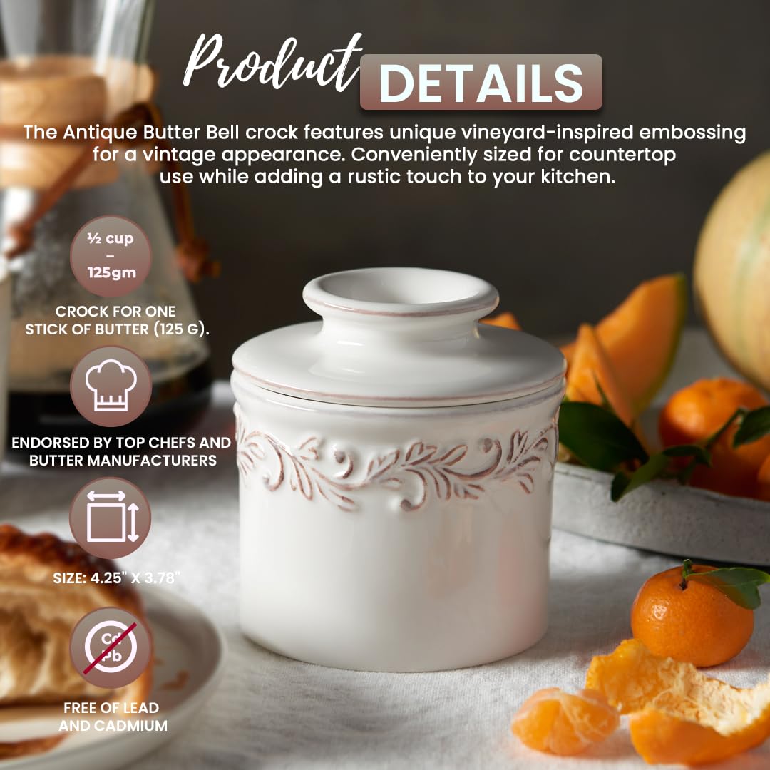 Butter Bell antique collection features embossed vineyard detail for vintage charm.