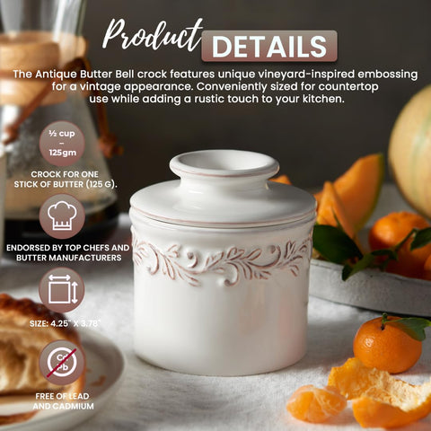 Butter Bell antique collection features embossed vineyard detail for vintage charm.