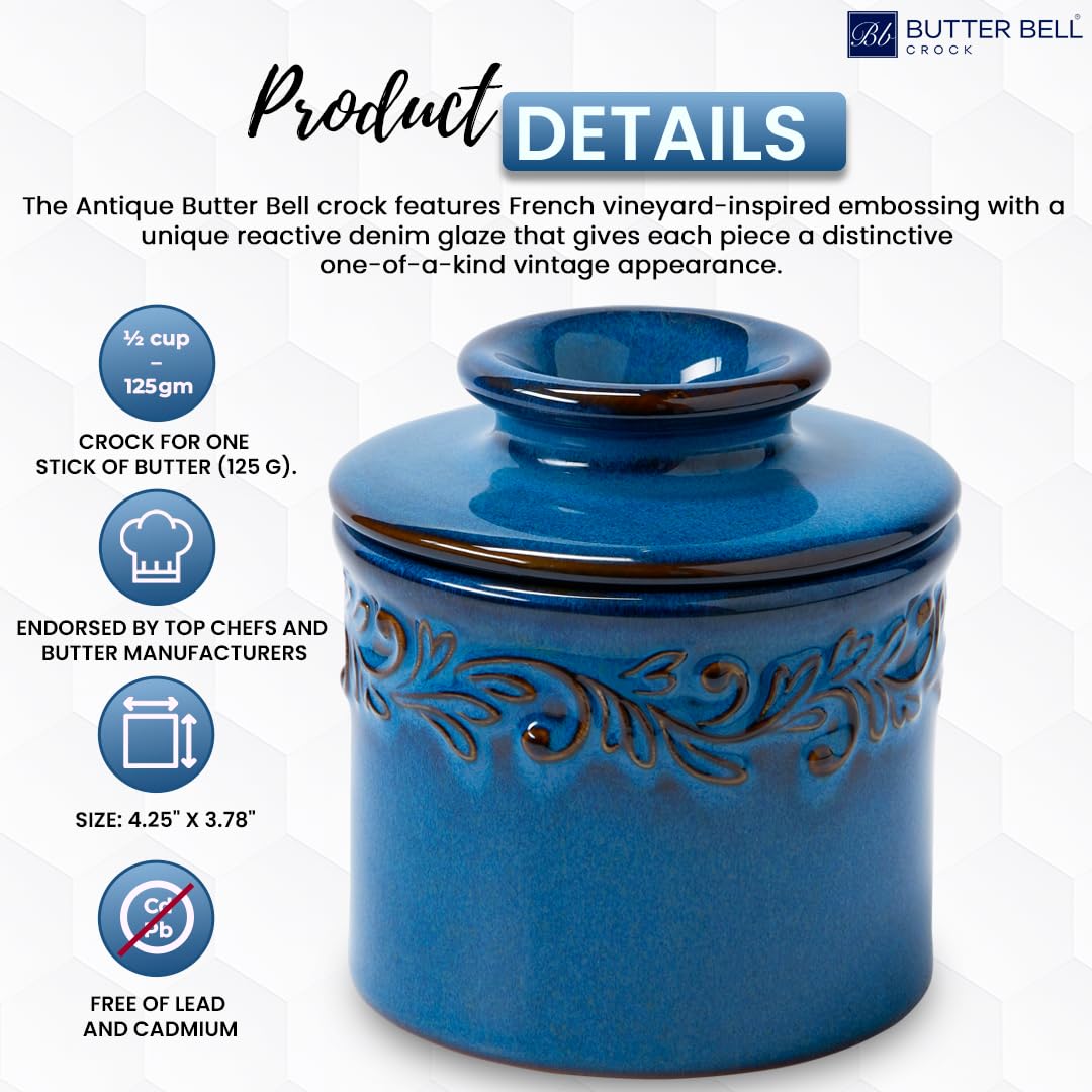Butter Bell antique vine leaf embossing close-up reveals Provençal charm on display