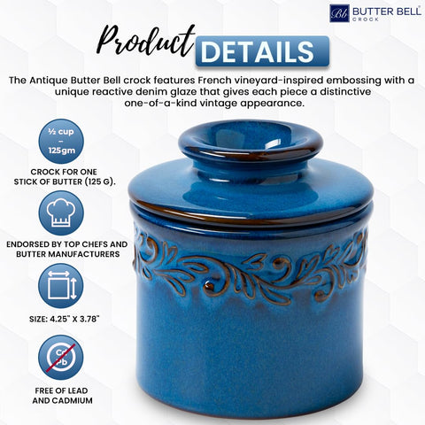 Butter Bell antique vine leaf embossing close-up reveals Provençal charm on display