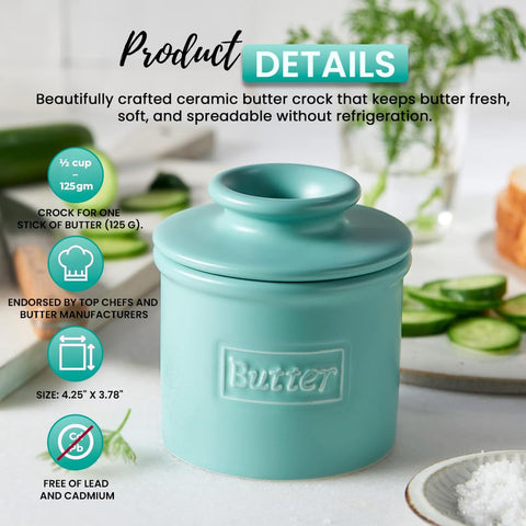 Butter Bell Aqua crock demonstrates water seal for freshness